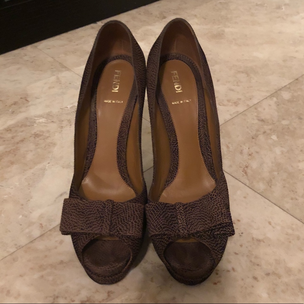 Fendi Brown Suede Platform Heels
